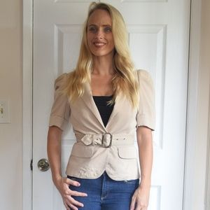 BCBGMaxazria XXS Tan Short Sleeve Blazer W/Belt